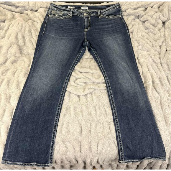 Vigoss Jeans Women 24 Slim Boot Mid Rise Medium Wash Stretch Denim Embroidered - Picture 1 of 9